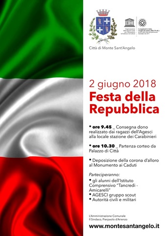Monte Sant’Angelo celebra il 2 giugno, la Festa della Repubblica 