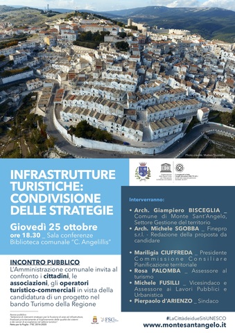 “Infrastrutture turistiche: condivisione delle strategie”: giovedì 25 ottobre l’incontro pubblico